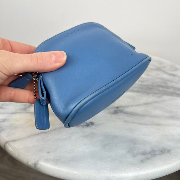 Vintage Coach Blue Soft Leather Cosmetic Case Zip Pouch - Picture 10 of 12
